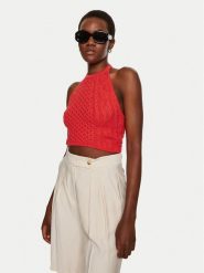 STAUD Bluzka Lori R24P3136CA Czerwony Regular Fit. Czerwone bluzki STAUD, m, bez wzorów, z bawełny, bez kołnierzyka, bez ramiączek. Za 839.99 zł.