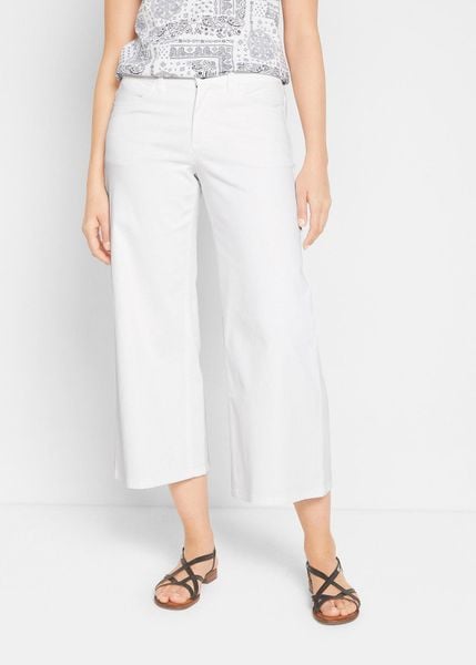 Jeansy culotte, mid waist (2 pary). Niebieskie jeansy bonprix, bez wzorów. Za 179.99 zł.