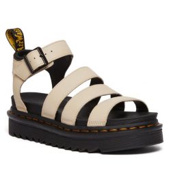 Sandały Dr. Martens. Brązowe sandały Dr. Martens, bez wzorów, bez obcasa, na płaskiej podeszwie, bez zapięcia. Za 699.99 zł.