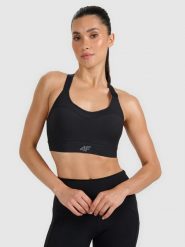 4F Biustonosz treningowy z wysokim wsparciem - czarny S. Czarne bielizna sportowa 4f, l, bez wzorów, z elastanu. Za 179.99 zł.