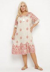 Różowa Wiskozowa Sukienka w Stylu Boho z Frędzlami i Falbankami Korilia. Czerwone sukienki Born2be, na spotkanie biznesowe, na lato, xl, bez wzorów, z wiskozy, boho, bez kołnierzyka, bez ramiączek, midi. Za 84.99 zł.