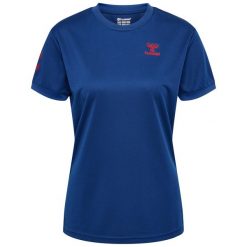 Damski jersey Hummel Q4 Poly. Niebieskie koszulki sportowe Hummel, bez wzorów, z jersey, bez ramiączek, rowerowe. Za 111.00 zł.