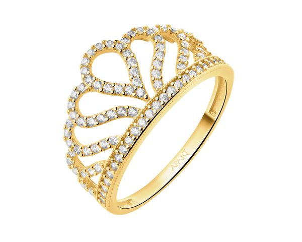 Złoty pierścionek z cyrkoniami - korona. Żółte pierścionki Apart, z cyrkonią, złote. Za 2,149.00 zł.