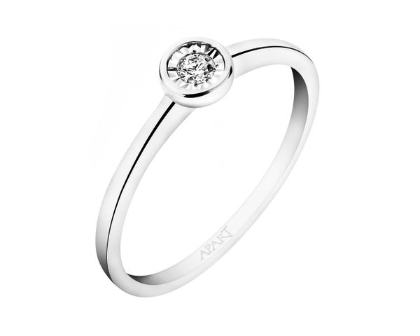 Pierścionek z białego złota z brylantem - 0,05 ct - próba 375. Białe pierścionki Apart, z brylantem, złote. Za 1,559.00 zł.