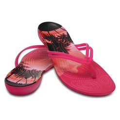 Crocs Damskie Crocs Isabella Graphic pink candy Klapki / Tropical 204196-6JS (rozmiar 37-38). Różowe klapki Crocs, bez wzorów, bez obcasa. W wyprzedaży za 76.00 zł.