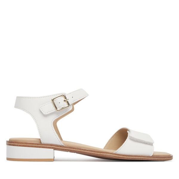 Sandały Caprice. Białe sandały Caprice, bez wzorów, bez obcasa, na słupku, bez zapięcia. Za 339.99 zł.