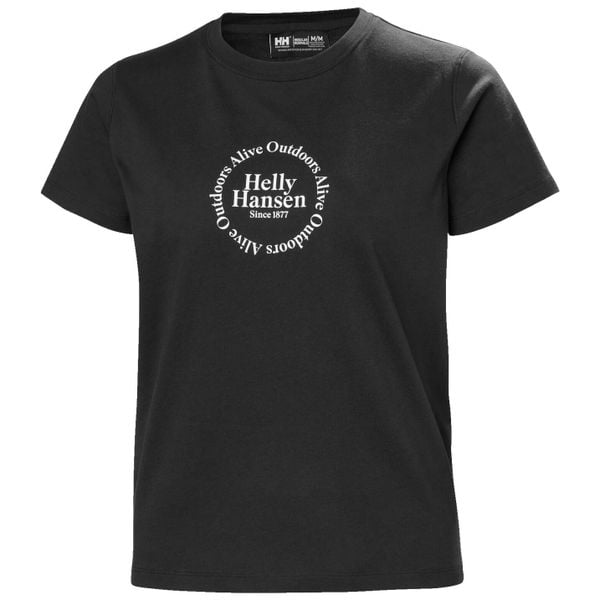 Koszulka damska Helly Hansen Core Graphic 2.0. Czarne bluzki Helly Hansen, bez wzorów, z bawełny, bez ramiączek. Za 149.70 zł.