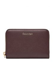Calvin Klein Duży Portfel Damski Foil Logo Medium Zip Around LV04F1091G Bordowy. Czerwone portfele Calvin Klein, bez wzorów, ze skóry. Za 259.99 zł.