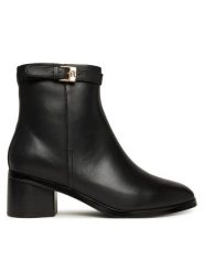 Tommy Hilfiger Botki Th Buckle Riding Mid Heel Bootie FW0FW08859 Czarny. Czarne botki TOMMY HILFIGER, bez wzorów, ze skóry, bez obcasa, na słupku, bez zapięcia. Za 749.99 zł.