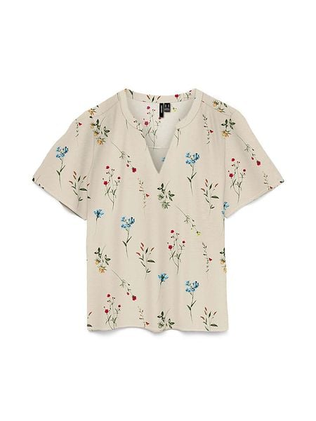 Vero Moda Bluzka w kolorze kremowym rozmiar: M. Brązowe bluzki Vero Moda, m, bez wzorów, bez kołnierzyka, bez ramiączek. Za 92.86 zł.
