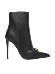 Eva Minge Botki EO-LANA-771X-227 Czarny. Czarne botki Eva Minge, bez wzorów, ze skóry, bez obcasa, na szpilce, bez zapięcia. Za 579.99 zł.