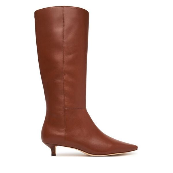 Kozaki LAUREN RALPH LAUREN. Brązowe kozaki Lauren Ralph Lauren, bez obcasa, na szpilce, bez zapięcia. Za 1,299.00 zł.