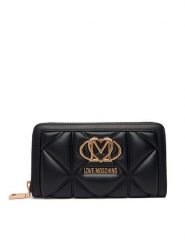 LOVE MOSCHINO Duży Portfel Damski JC5644PP0NLC0000 Czarny. Czarne portfele Love Moschino, bez wzorów, ze skóry. Za 529.99 zł.