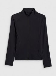 4F Bluza treningowa slim bez kaptura damska - czarna L. Czarne bluzy 4f, l, bez wzorów, bez kaptura. Za 179.99 zł.