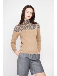 C& Jo Sweter w kolorze beżowo-szarym rozmiar: 38. Brązowe swetry C& Jo, bez wzorów, ze splotem, bez ramiączek. Za 108.99 zł.