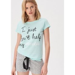 Piżama dwuczęściowa z napisem - Turkusowy. Piżamy Sinsay. Za 29.99 zł.