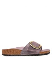 Birkenstock Klapki Madrid Big Buckle Hex 1029300 Różowy. Czerwone klapki Birkenstock, bez wzorów, ze skóry, bez obcasa. Za 479.99 zł.