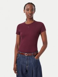 Tommy Jeans T-Shirt EssentialDW0DW17383 Fioletowy Slim Fit. Fioletowe t-shirty Tommy Jeans, l, bez wzorów, z bawełny, bez kołnierzyka, bez ramiączek. Za 154.99 zł.