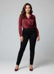 Eleganckie czarne spodnie Jeangaliny01 o kroju slim fit PLUS SIZE XXL OVERSIZE JESIEŃ. Czarne spódnice Moda Size Plus Iwanek, do pracy, na jesień, plus size, bez wzorów, z bawełny, biznesowe, plus size, koszulowe. Za 199.90 zł.