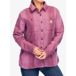 Koszula turystyczna damska Carhartt Loose Fit Twill Shirt Jac. Czerwone koszule Carhartt, bez wzorów, casualowe, bez kołnierzyka, bez ramiączek. Za 286.99 zł.
