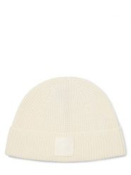 HUGO czapka z dzianiny - Sential Kobiety wełna ze strzyży biały, ONE SIZE. Białe czapki Hugo, bez wzorów, z dzianiny. Za 169.95 zł.
