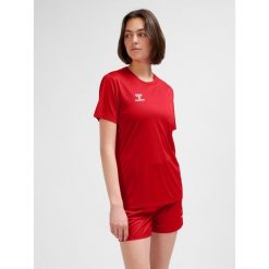 HUMMEL bluzka sportowa damska ESSENTIAL JERSEY. Czerwone koszulki sportowe Hummel, bez wzorów, z jersey, bez ramiączek, na fitness i siłownię. Za 59.99 zł.