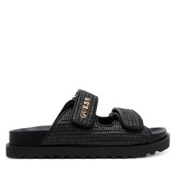 Klapki Guess. Czarne klapki Guess, z aplikacjami, bez obcasa. Za 399.99 zł.