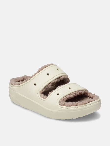 Crocs Klapki "Classic Cozzzy" w kolorze kremowym rozmiar: 43/44. Brązowe klapki Crocs, bez wzorów, z materiału, z otwartym noskiem, bez obcasa. Za 189.95 zł.