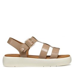 Sandały Geox. Brązowe sandały Geox, bez wzorów, bez obcasa, na płaskiej podeszwie, bez zapięcia. Za 309.99 zł.