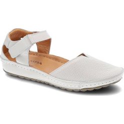 Białe Sandały Kampa Wygodne Skórzane Buty Damskie. Białe sandały KAMPA, bez wzorów, ze skóry, bez obcasa, bez zapięcia. Za 189.00 zł.