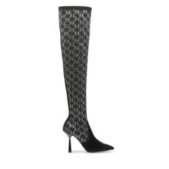 Muszkieterki KARL LAGERFELD. Czarne kozaki KARL LAGERFELD, bez obcasa, na szpilce, bez zapięcia. Za 1,499.00 zł.