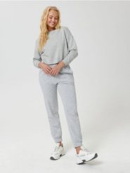 Bluza ze ściągaczami - szary. Szare bluzy Sinsay, l, bez wzorów, z dresówki, bez kaptura. W wyprzedaży za 22.99 zł.