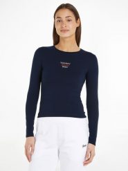 TOMMY JEANS Koszulka w kolorze granatowym rozmiar: S. Niebieskie bluzki Tommy Jeans, s, bez wzorów, z jeansu, bez kołnierzyka, bez ramiączek. Za 128.25 zł.