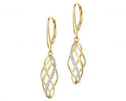 Kolczyki z żółtego złota z diamentami - 0,03 ct - próba 585. Żółte kolczyki Apart, z diamentem, złote. Za 3,990.00 zł.