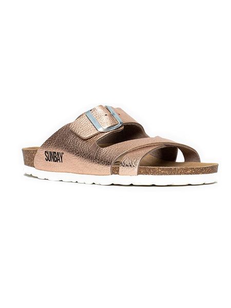 Sunbay Klapki "Rita" w kolorze różowozłotym rozmiar: 37. Różowe klapki Sunbay, bez wzorów, z otwartym noskiem, bez obcasa. Za 184.95 zł.