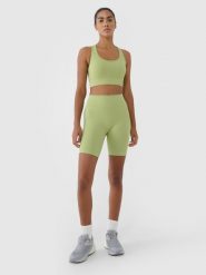4F Legginsy kolarki bezszwowe treningowe damskie - zielone XS/S. Zielone legginsy 4f, s, bez wzorów, z dzianiny, z podwyższonym stanem, krótkie. W wyprzedaży za 59.99 zł.