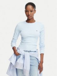 Tommy Jeans Bluzka DW0DW22783 Niebieski jasny Slim Fit. Niebieskie bluzki Tommy Jeans, xl, bez wzorów, z bawełny, bez kołnierzyka, bez ramiączek. Za 189.99 zł.