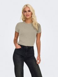 ONLY Koszulka w kolorze beżowym rozmiar: XL. Brązowe bluzki Only, xl, bez wzorów, bez kołnierzyka, bez ramiączek. Za 48.28 zł.