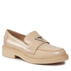 Lordsy Guess. Brązowe lordsy Guess, z aplikacjami, bez obcasa, bez zapięcia. Za 379.99 zł.