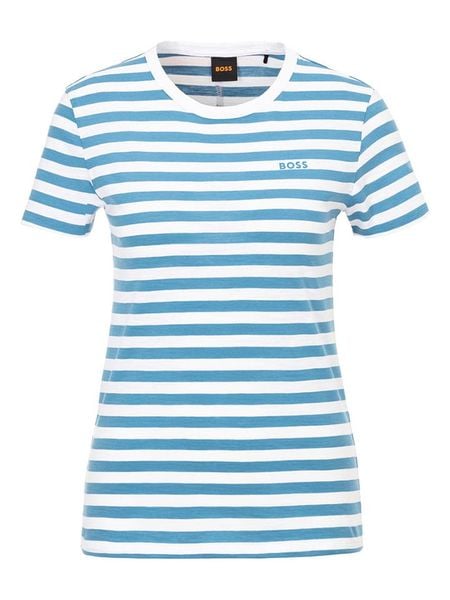 BOSS Orange Koszulka w kolorze biało-niebieskim rozmiar: M. Białe bluzki BOSS Orange, m, bez wzorów, z bawełny, bez kołnierzyka, bez ramiączek. Za 160.96 zł.