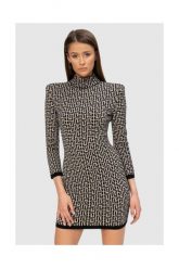 BALMAIN Czarna damska sukienka w monogram, Rozmiar 36. Czarne sukienki Balmain, s, bez wzorów, z dzianiny, bez kołnierzyka, bez ramiączek. W wyprzedaży za 3,419.99 zł.