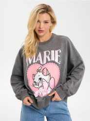 Bluza crewneck z nadrukiem Marie - szary. Szare bluzy Sinsay, l, bez wzorów, bez kaptura. Za 49.99 zł.
