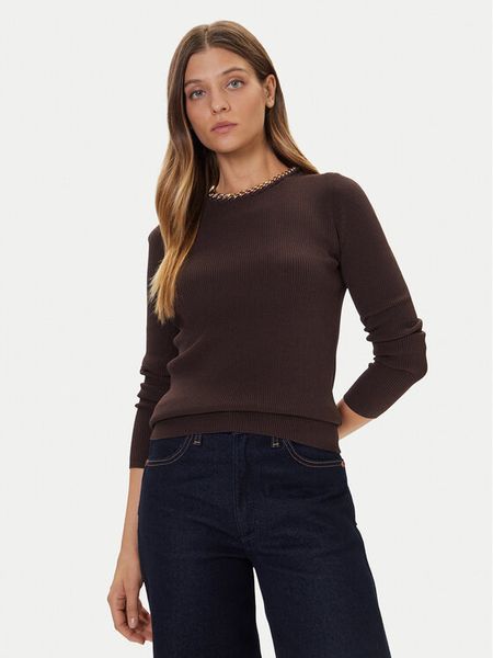 MICHAEL Michael Kors Sweter MF561CJ33D Brązowy Slim Fit. Brązowe swetry MICHAEL Michael Kors, s, bez wzorów, z wiskozy, bez ramiączek. Za 859.99 zł.