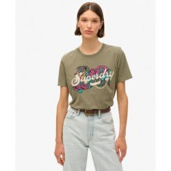 Damska koszulka na co dzień Superdry Tattoo Script. Zielone koszulki sportowe Superdry, bez wzorów, bez ramiączek. Za 164.00 zł.