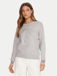 Guess Sweter W5BR42 Z26I2 Szary Relaxed Fit. Szare swetry Guess, xs, z aplikacjami, z wiskozy, bez ramiączek. Za 369.99 zł.