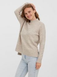Vero Moda Sweter "Lefile" w kolorze beżowym rozmiar: XXL. Brązowe swetry Vero Moda, xxl, bez wzorów, bez ramiączek. Za 100.99 zł.