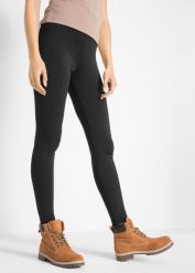 Legginsy ocieplane. Czarne legginsy bonprix, bez wzorów. Za 74.99 zł.