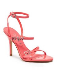 Guess Sandały Edelia4 FLJED4 PAT03 Różowy. Czerwone sandały Guess, z aplikacjami, ze skóry, bez obcasa, na szpilce, bez zapięcia. Za 419.99 zł.