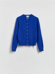 Kardigan z wełny merino - niebieski. Niebieskie kardigany Reserved, l, bez wzorów, z dzianiny. Za 239.99 zł.