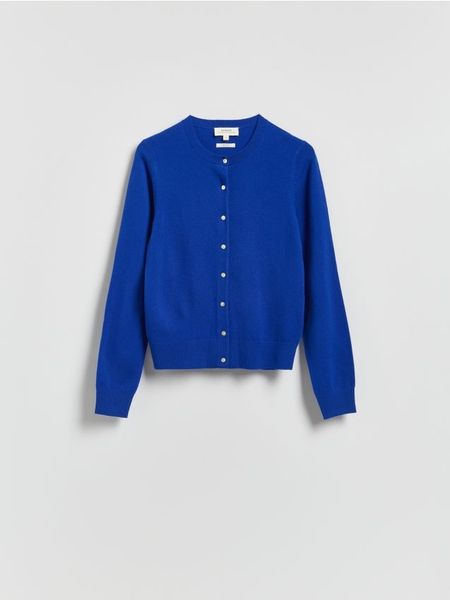 Kardigan z wełny merino - niebieski. Niebieskie kardigany Reserved, l, bez wzorów, z dzianiny. Za 239.99 zł.